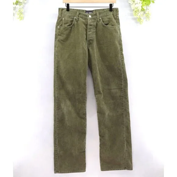Armani Jeans Men's Simin T Vintage Corduroy Straight Leg Jeans Green Sz 33X33 - Picture 1 of 15